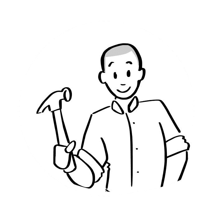 Man with a hammer illustrating metaphorically the execution of a task