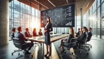 Woman presenting process excellence in the boardroom