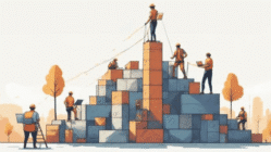 Canva's AI's interpretation of people working on a foundation of business processes