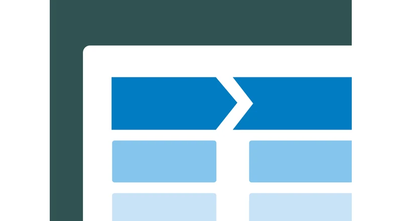 Symbol des Add-ons „Enterprise Branding“ mit einem Value-Stream-Pfeil über einer Prozesskarte