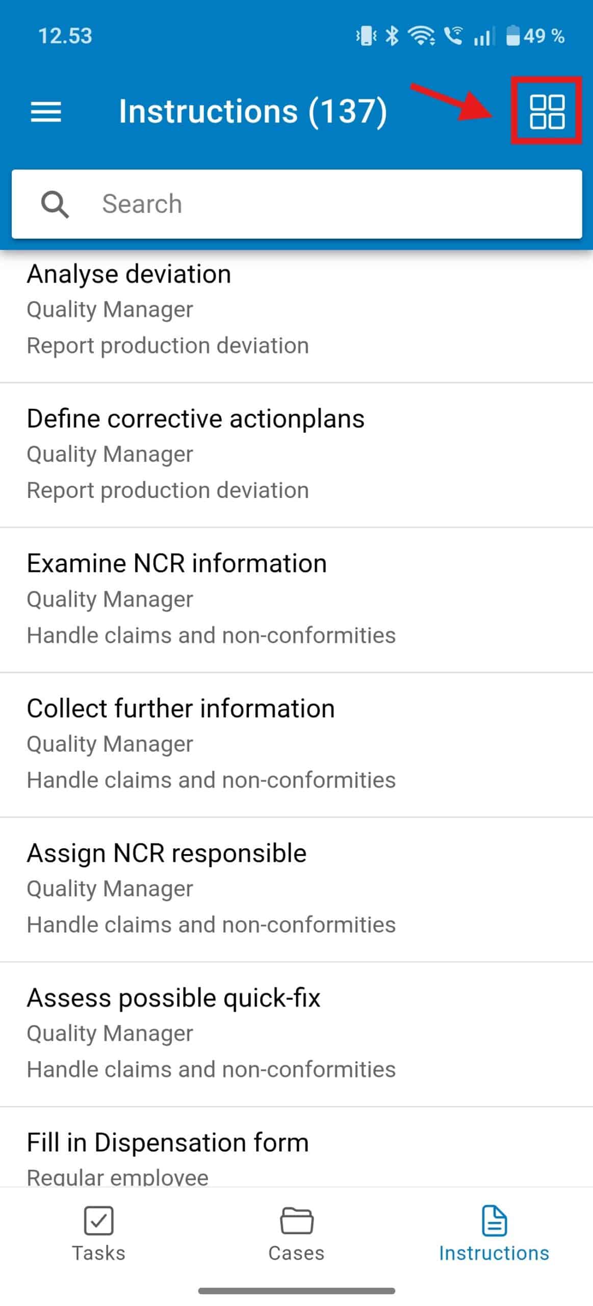 Gluu mobile task options: pick this task, take or add a photo, save as draft, or submit